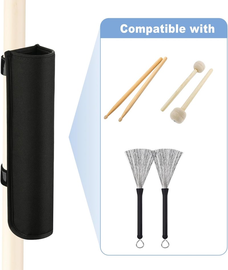 TXesign Drumstick Holder Drum Sticks Holder Bag for Drumsticks Brushes Mallets, Hold 2 Pairs Sticks with Straps Attach to Drum Kit & Music Stand(Small) - Image 3